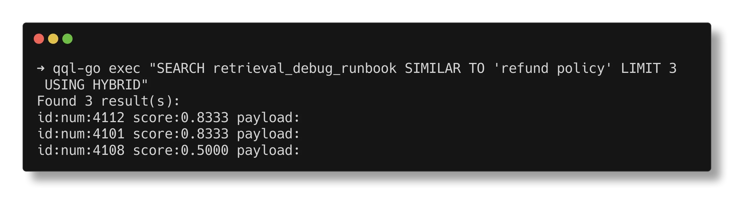 GitHub Actions PR check failing on a qql-go retrieval regression test